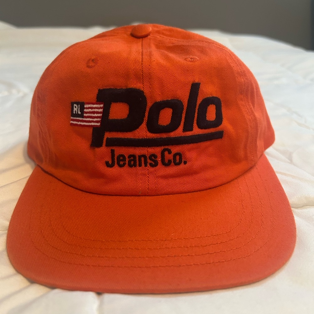 Vintage 90s NWT Polo Jeans Co. Orange Baseball Cap